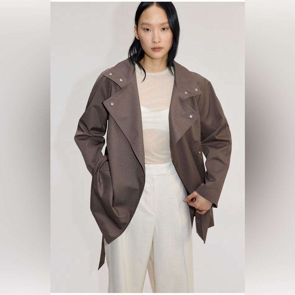 H&M BROWN SHORT TRENCH COAT